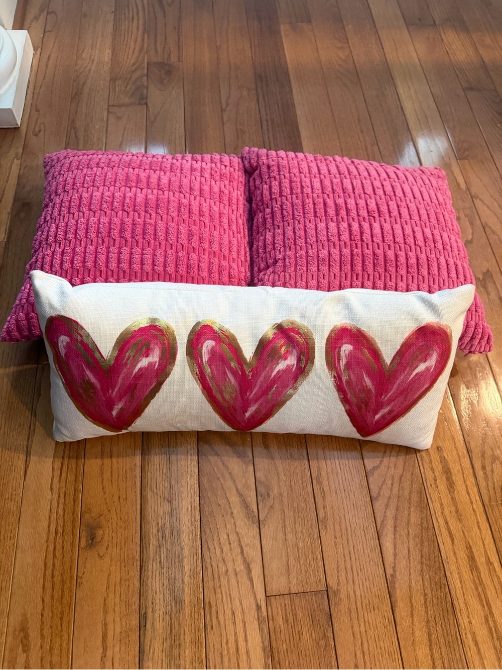 Pink Heart Accent Pillow Trio